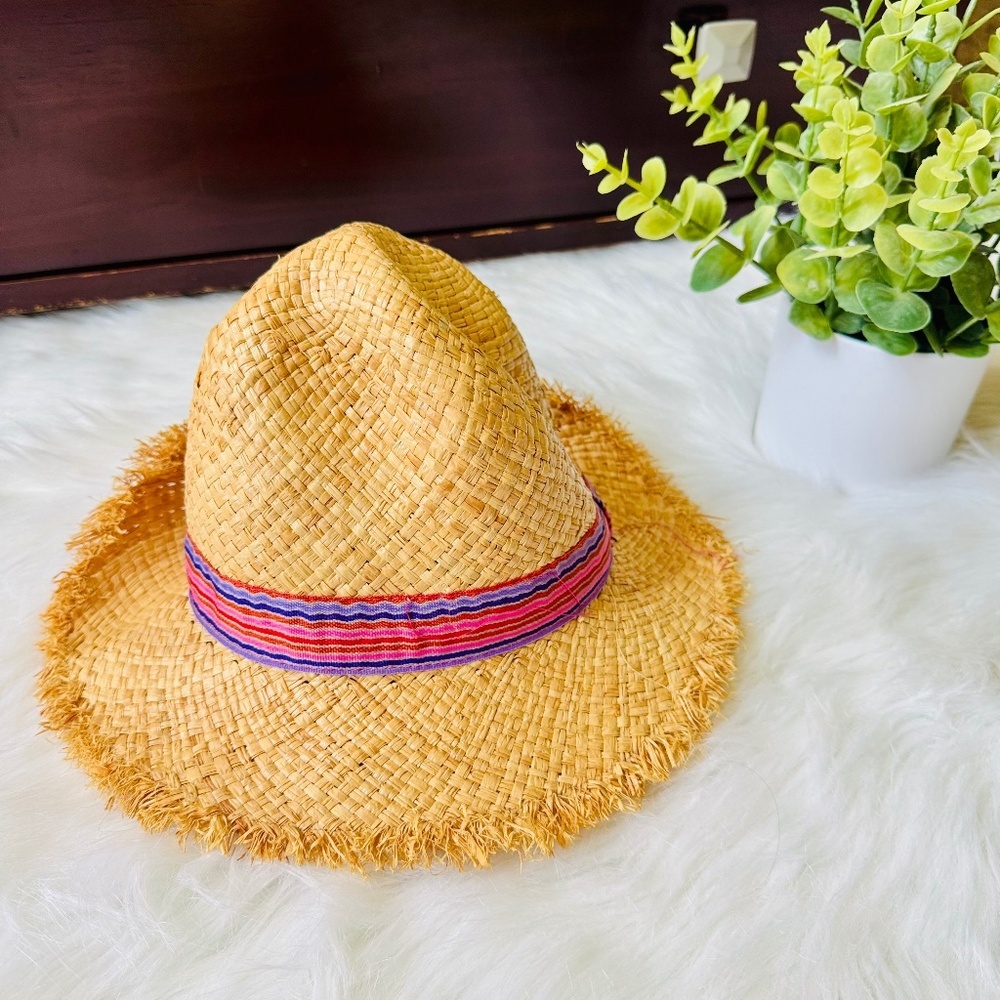 EPK Kids Straw Hat Fringe Brim with Colorful Band‎ Size S